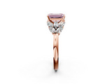 Rose gold Fancy Pink Emerald  Diamond Cluster Leaf Design Ring with Prong Setting_71