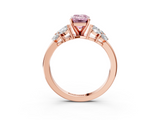 Rose gold Fancy Pink Emerald  Diamond Cluster Leaf Design Ring with Prong Setting_72