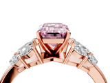 Rose gold Fancy Pink Emerald  Diamond Cluster Leaf Design Ring with Prong Setting_73