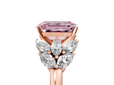 Rose gold Fancy Pink Emerald  Diamond Cluster Leaf Design Ring with Prong Setting_74