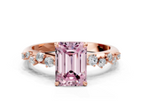 Rose gold Fancy Pink Emerald  Diamond Cluster Prong-Set Solitaire Ring_24