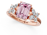 Rose gold Fancy Pink Emerald  Diamond Floral Cluster Ring with Solitaire Band and Prong Setting_50