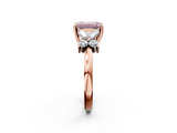 Rose gold Fancy Pink Emerald  Diamond Floral Cluster Ring with Solitaire Band and Prong Setting_51