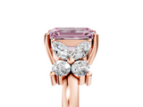 Rose gold Fancy Pink Emerald  Diamond Floral Cluster Ring with Solitaire Band and Prong Setting_54