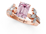 Rose gold Fancy Pink Emerald  Diamond Floral Vine Solitaire Engagement Ring_4