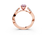 Rose gold Fancy Pink Emerald  Diamond Floral Vine Solitaire Engagement Ring_6