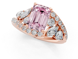 Rose gold Fancy Pink Emerald  Diamond Halo Ring with Marquise and Pavé Band in Prong Setting_74