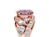 Rose gold Fancy Pink Emerald  Diamond Halo Ring with Marquise and Pavé Band in Prong Setting_78