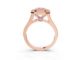 Rose gold Fancy Pink Emerald  Diamond Halo Ring with Milgrain Frame and Pavé Band_79