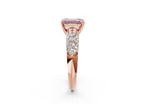 Rose gold Fancy Pink Emerald  Diamond Pavé Band Solitaire Ring with Four-Prong Setting_51