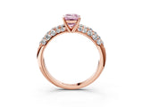 Rose gold Fancy Pink Emerald  Diamond Pavé Band Solitaire Ring with Four-Prong Setting_52
