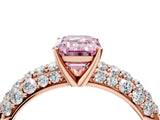 Rose gold Fancy Pink Emerald  Diamond Pavé Band Solitaire Ring with Four-Prong Setting_53