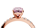 Rose gold Fancy Pink Emerald  Diamond Pavé Band Solitaire with Four-Prong Setting_205