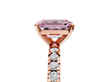 Rose gold Fancy Pink Emerald  Diamond Pavé Band Solitaire with Four-Prong Setting_206