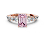 Rose gold Fancy Pink Emerald  Diamond Pavé Band Solitaire with Four-Prong Setting_3