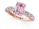Rose gold Fancy Pink Emerald  Diamond Pavé Band Solitaire with Four-Prong Setting_4