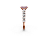 Rose gold Fancy Pink Emerald  Diamond Pavé Band Solitaire with Four-Prong Setting_5