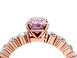Rose gold Fancy Pink Emerald  Diamond Pavé Band Solitaire with Four-Prong Setting_7