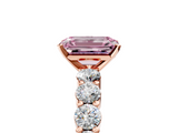 Rose gold Fancy Pink Emerald  Diamond Pavé Band Solitaire with Four-Prong Setting_8