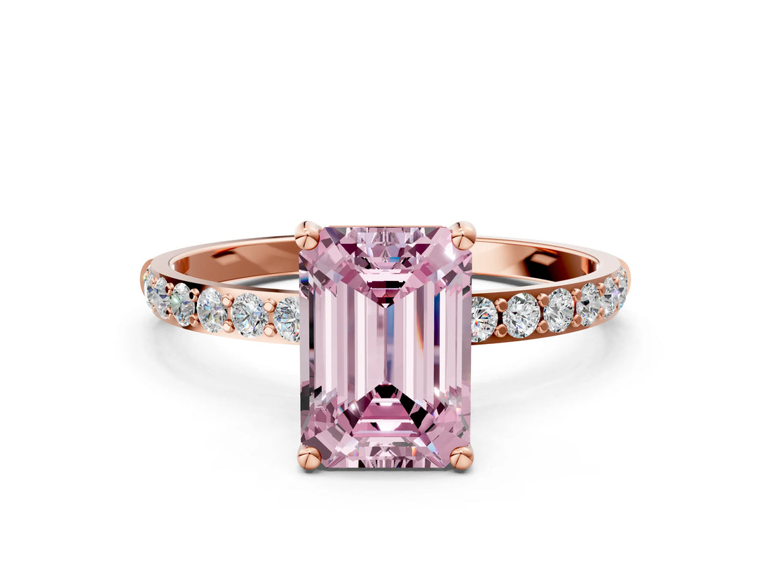 Rose gold Fancy Pink Emerald  Diamond Pavé Band with Six-Prong Setting_27