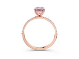 Rose gold Fancy Pink Emerald  Diamond Pavé Band with Six-Prong Setting_30
