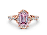 Rose gold Fancy Pink Emerald  Diamond Pave Band with Floral Prong Setting_27