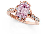 Rose gold Fancy Pink Emerald  Diamond Pave Band with Floral Prong Setting_28
