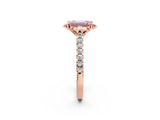 Rose gold Fancy Pink Emerald  Diamond Pave Band with Floral Prong Setting_29
