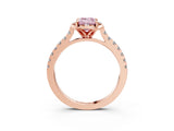 Rose gold Fancy Pink Emerald  Diamond Pave Band with Floral Prong Setting_30