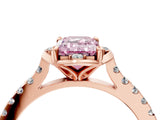 Rose gold Fancy Pink Emerald  Diamond Pave Band with Floral Prong Setting_31