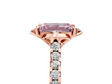 Rose gold Fancy Pink Emerald  Diamond Pave Band with Floral Prong Setting_32