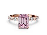 Rose gold Fancy Pink Emerald  Diamond Prong Set Engagement Ring with Pave Band_205