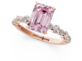 Rose gold Fancy Pink Emerald  Diamond Prong Set Engagement Ring with Pave Band_206