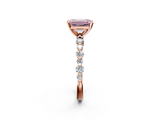 Rose gold Fancy Pink Emerald  Diamond Prong Set Engagement Ring with Pave Band_207