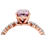 Rose gold Fancy Pink Emerald  Diamond Prong Set Engagement Ring with Pave Band_209
