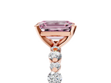 Rose gold Fancy Pink Emerald  Diamond Prong Set Engagement Ring with Pave Band_210