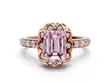 Rose gold Fancy Pink Emerald  Diamond Solitaire Ring with Shared Prong Pavé Band_54