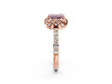 Rose gold Fancy Pink Emerald  Diamond Solitaire Ring with Shared Prong Pavé Band_56
