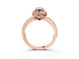 Rose gold Fancy Pink Emerald  Diamond Solitaire Ring with Shared Prong Pavé Band_57