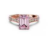 Rose gold Fancy Pink Emerald  Diamond Solitaire with Pave Band and Six-Prong Setting_19