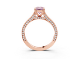 Rose gold Fancy Pink Emerald  Diamond Solitaire with Pave Band and Six-Prong Setting_22