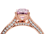 Rose gold Fancy Pink Emerald  Diamond Solitaire with Pave Band and Six-Prong Setting_23