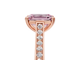 Rose gold Fancy Pink Emerald  Diamond Solitaire with Pave Band and Six-Prong Setting_24