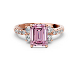 Rose gold Fancy Pink Emerald  Diamond Three-Stone Pave Band with Four-Prong Setting_20