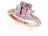 Rose gold Fancy Pink Emerald  Diamond Three-Stone Pave Band with Four-Prong Setting_21