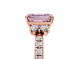 Rose gold Fancy Pink Emerald  Diamond Three-Stone Pave Band with Four-Prong Setting_25