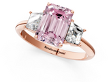 Rose gold Fancy Pink Emerald  Diamond Three-Stone Ring with Trapezoid Side Stones and Prong Setting_18