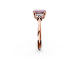 Rose gold Fancy Pink Emerald  Diamond Three-Stone Ring with Trapezoid Side Stones and Prong Setting_19