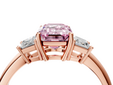 Rose gold Fancy Pink Emerald  Diamond Three-Stone Ring with Trapezoid Side Stones and Prong Setting_21