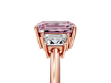 Rose gold Fancy Pink Emerald  Diamond Three-Stone Ring with Trapezoid Side Stones and Prong Setting_22